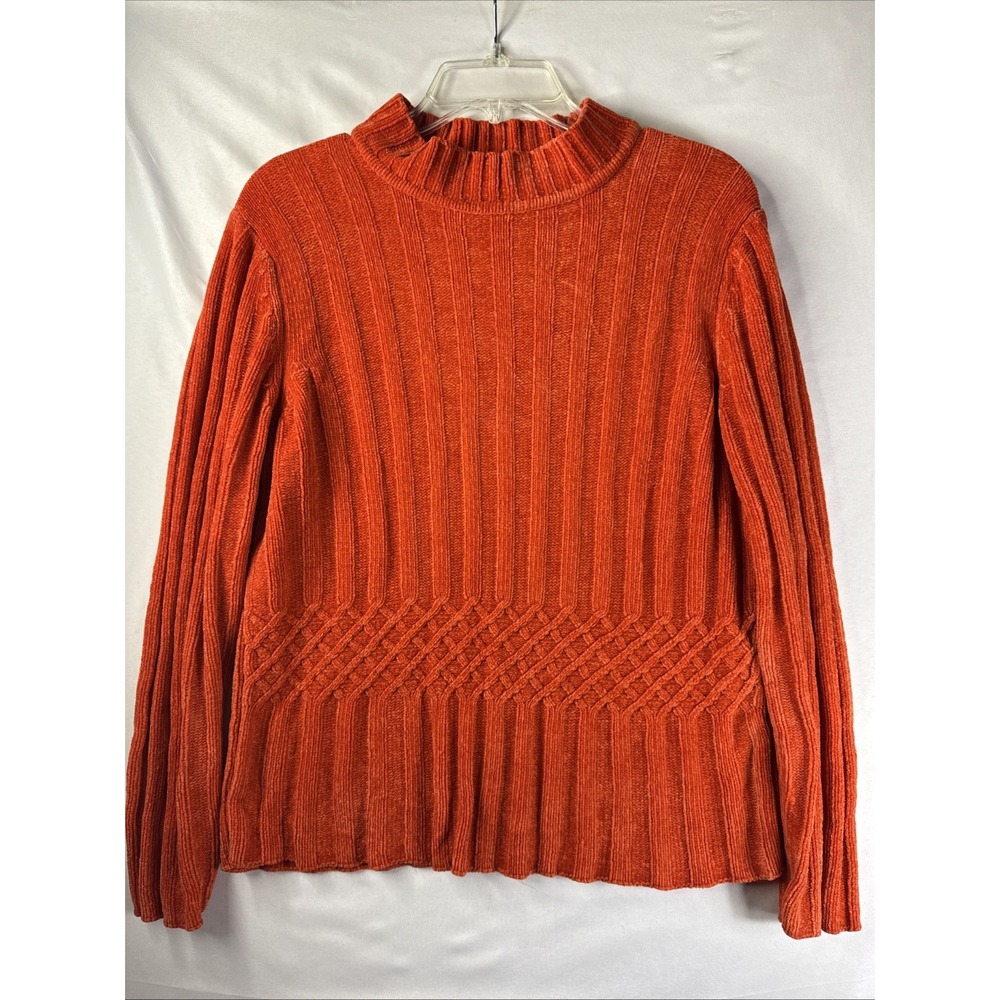 Design Sweater Studio Womens Large Pullover Knit Sweater Soft Acrylic Orange‎